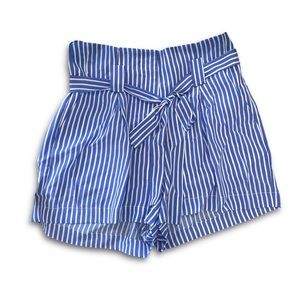 NWT L’AGENCE Alex Paper Bag Shorts Blue and White Striped Bow Tie Size 2
